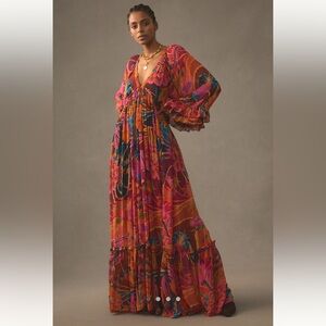 NWT Farm Rio Vintage Wave Long Sleeve Maxi Dress